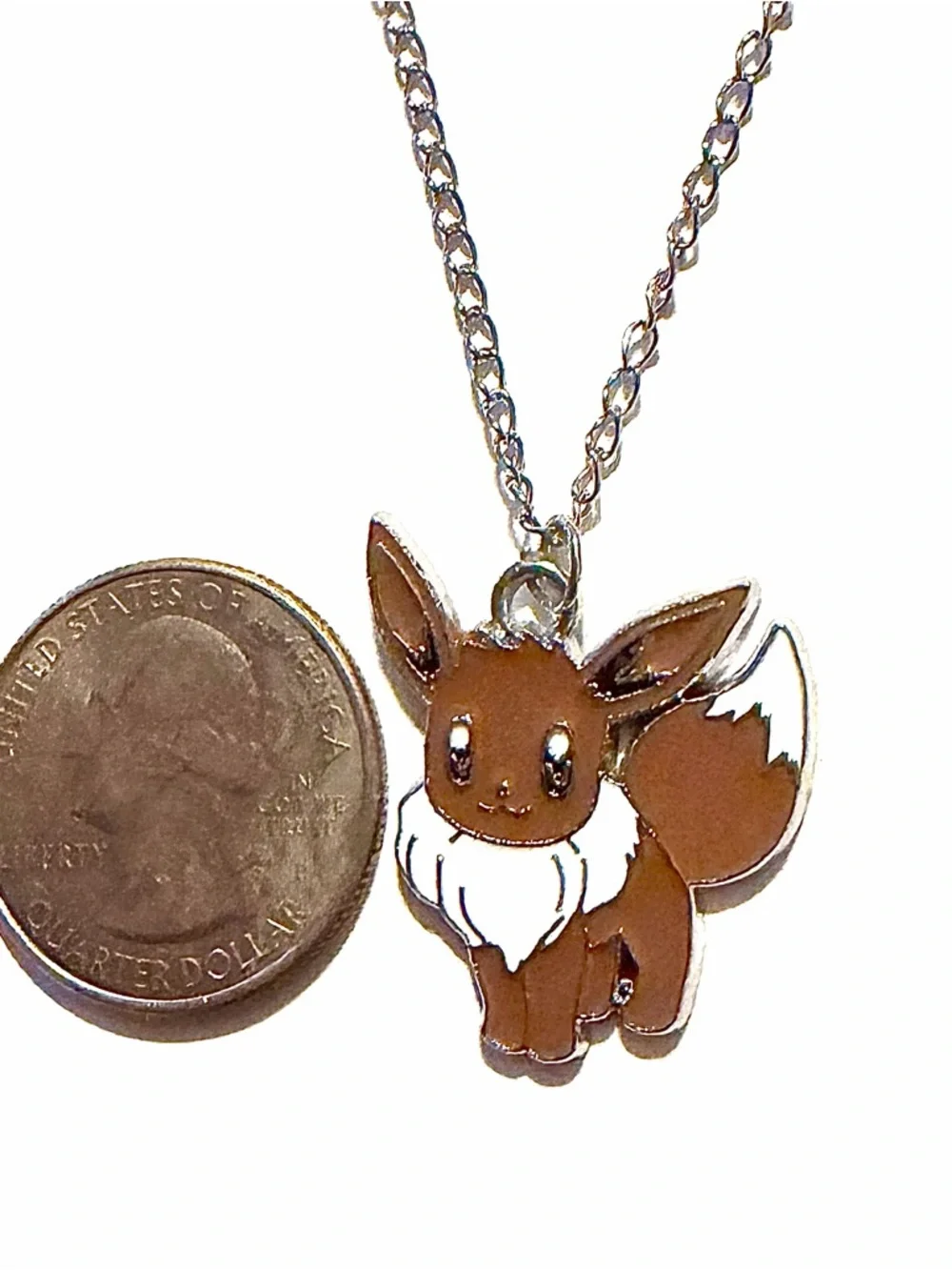 Eevee Pokémon Silver Pendant Necklace